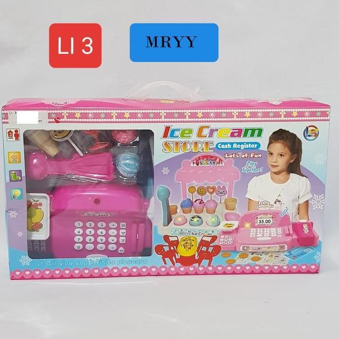 MAINAN CASH REGISTER ICE CREAM STORE LI3 MAINAN EDUKASI Toys KASIR KASIRAN DAN ES KRIM SET Kode 894