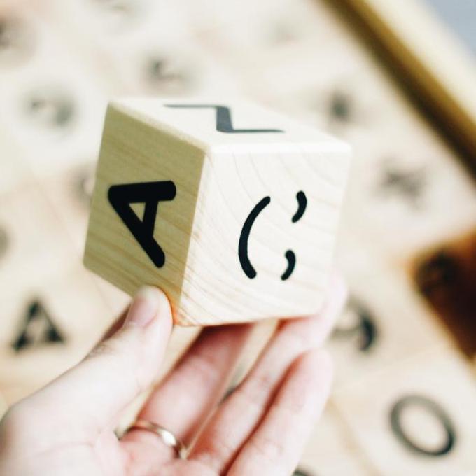 Black Alphabet N Number Wooden Blocks
