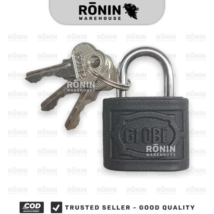 GLOBE Gembok Hitam Kunci Pintu Rumah Koper 20 25 30 mm [12pcs]
