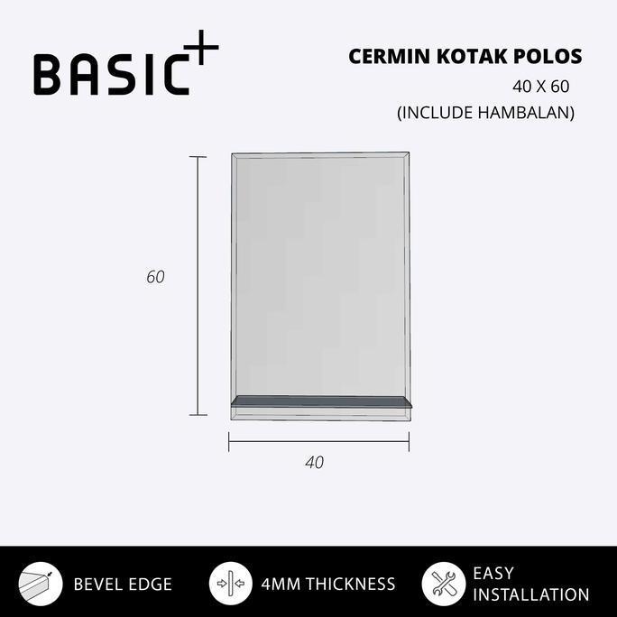 Kaca Cermin Gantung Kotak Polos / Cermin Washtafel Cermin Kamar Mandi
