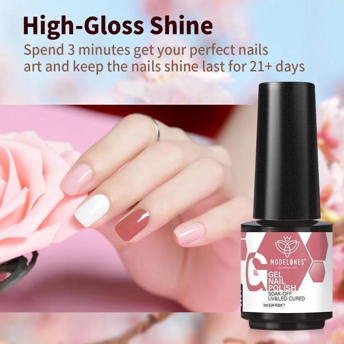 Lancar11- Modelones Cat Kuku Gel 7ML Panas Cerah Pastel Merah Muda Panas Neon Kuning Gel Cat Set den