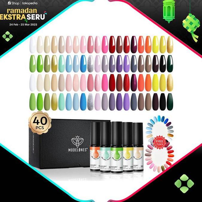 Lancar11- Modelones Gel Cat Kuku Set 40 Warna Nude Nude Gel Polish Nude Nude Warna Kulit Merah Muda 