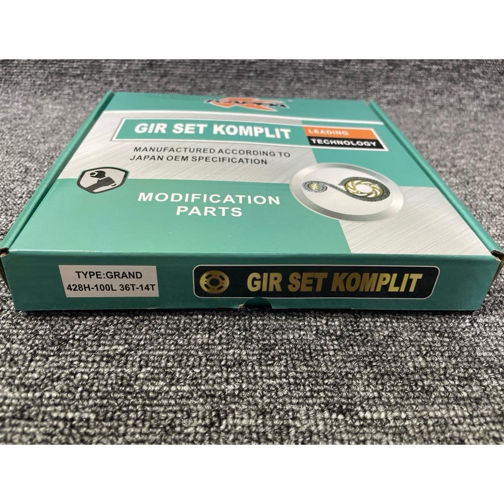 GEAR SET GIR SET PAKET RANTAI KAPPA GRAND PRIMA ASTREA STAR LEGENDA 428H 100L ( GEAR DEPAN 14T GEAR 