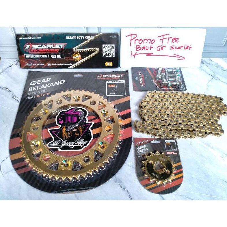 Paket Gear Set Crf 150 Gir Depan Belakang Scarlet Set Rantai scarlet Crf 150 Gear Crf Scarlet Not Ss