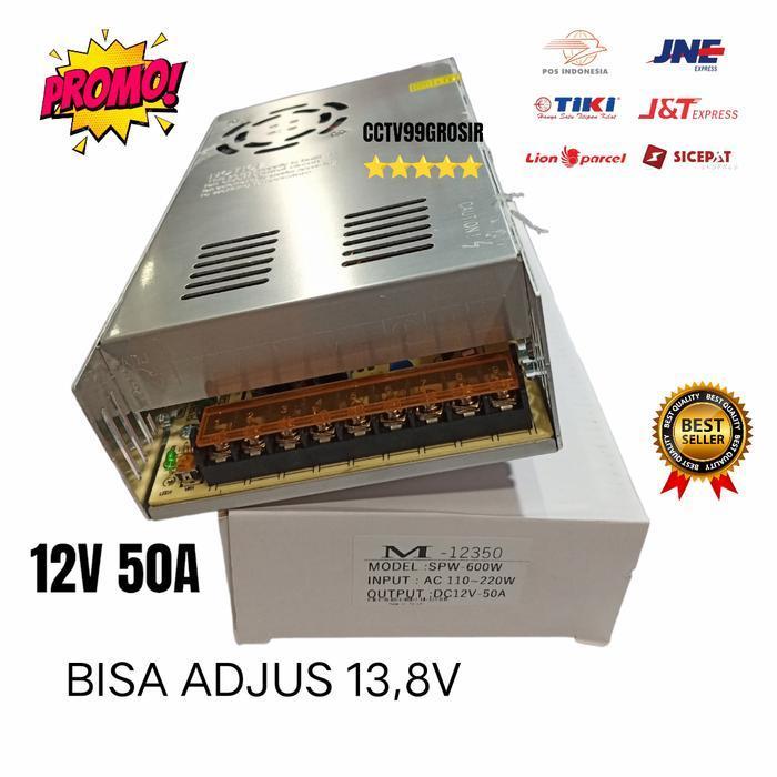TERBARU PSU 50A 12V 600W Power Supply 12Volt 50 Amper TRAFO/TRAVO INDOOR 50A