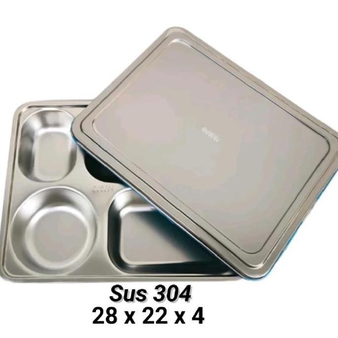 Lunch box stainless sekat 5 / lunch box plus tutup / kotak makan sekat
