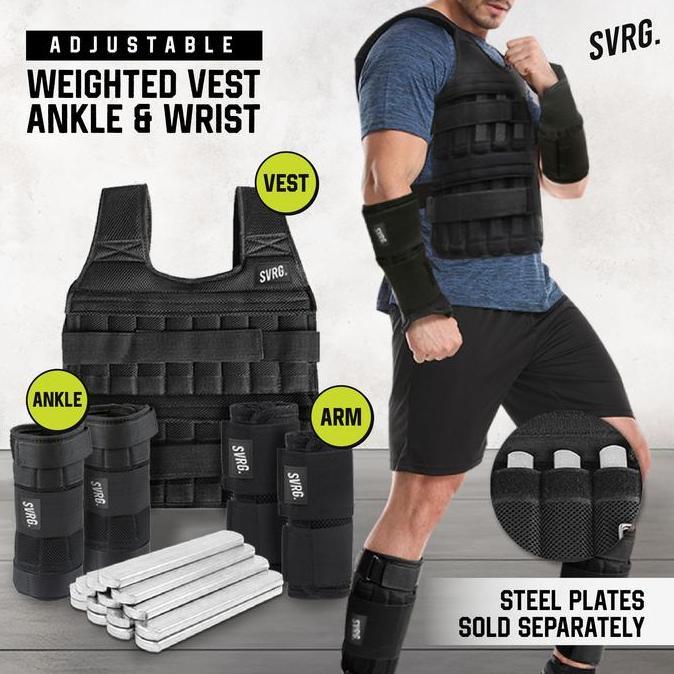 Svarga Adjustable Weighted Vest - Wrist & Ankle Weight - Rompi Beban