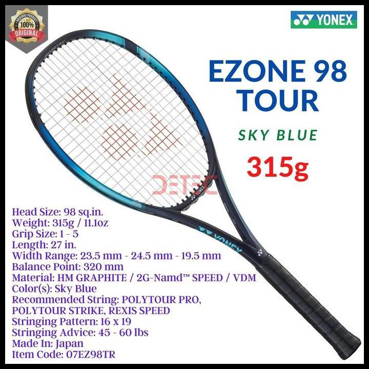 Promo Yonex Ezone 98 Tour 315G Sky Blue - Raket Tenis