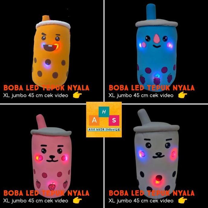 LanjAYa- Boneka boba bantal boba lampu LED tepuk Jumbo 45cm SNI
