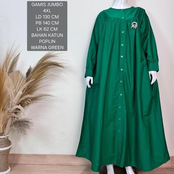 Gamis Jumbo Ld 130 Cm Bahan Katun Poplin Model Polos Kekinian - Delisha Dress