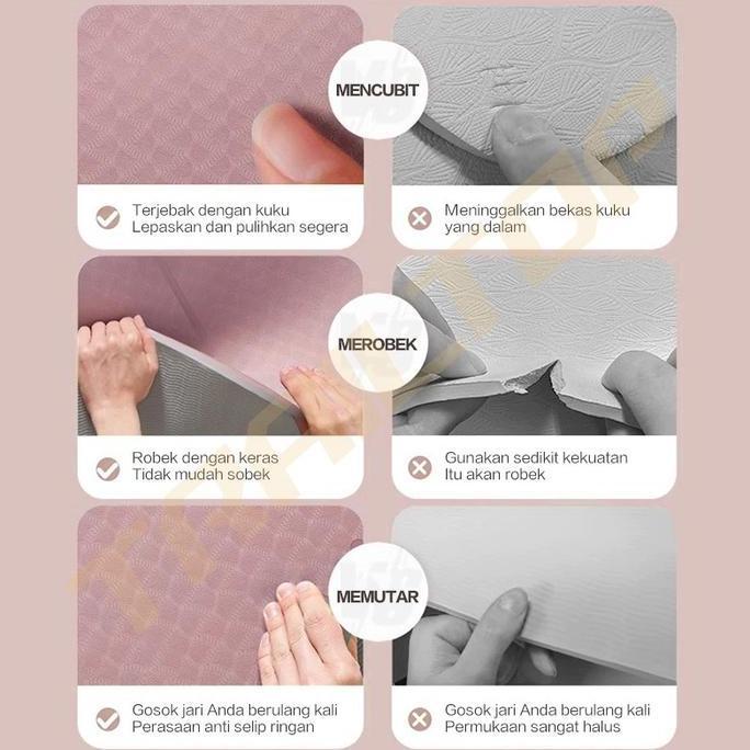 Matras Yoga Premium TPE Yoga Mat Anti Slip Matras Olahraga Tebal 6/8 mm