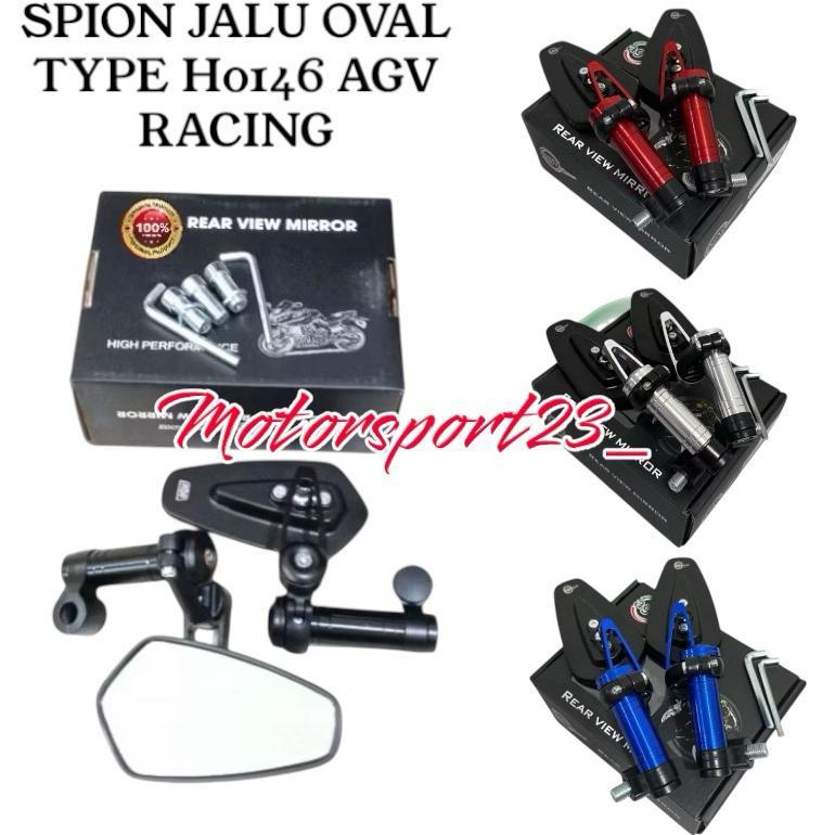 Spion Jalu Trioval plus Breket Agv racing Kaca Spion Jalu Oval Spion Motor Terbaru Jalu Oval Type H0