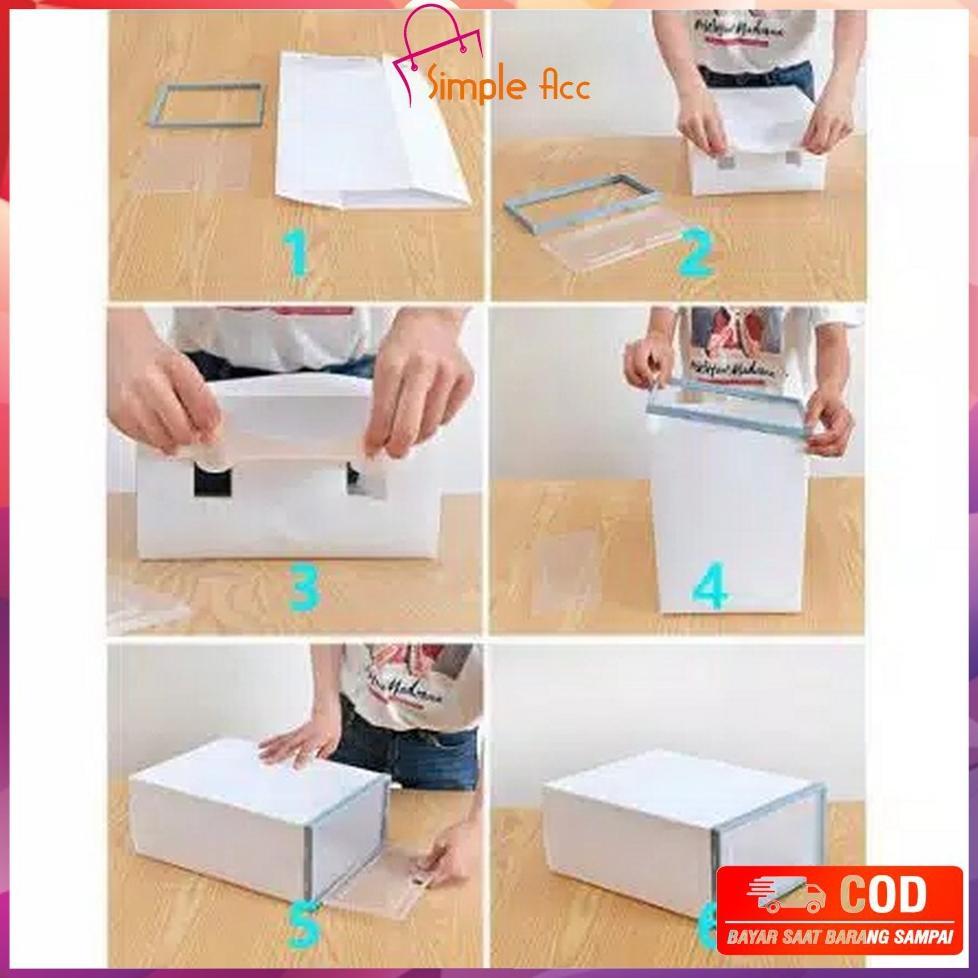 murah` terbaru ~cod~ do-c158 kotak sepatu lipat transparan tebal shoes storage box organizer rak sep