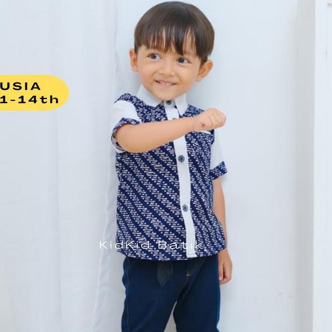 Baju Batik Anak Laki Kemeja Hem Kombinasi Atasan Cowok 1-14 tahun