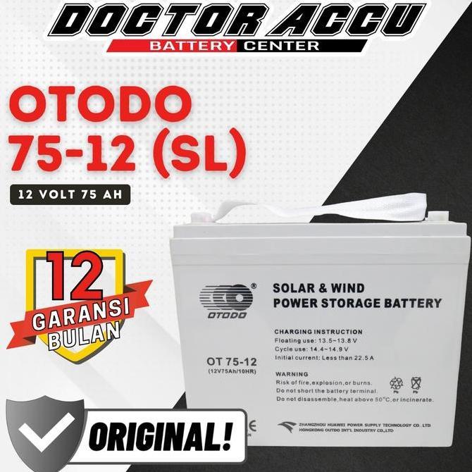 promo OTODO VRLA GEL OT75-12 (SL) 12V 75Ah :UPS , PABX,Lift ,Solar Panel terlaris