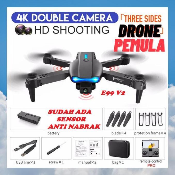 DRONE MINI MURAH E99 E-99 MINI DRONE PEMULA DUAL CAMERA 4K WIFI FPV ORIGINAL DAN TERPERCAYA