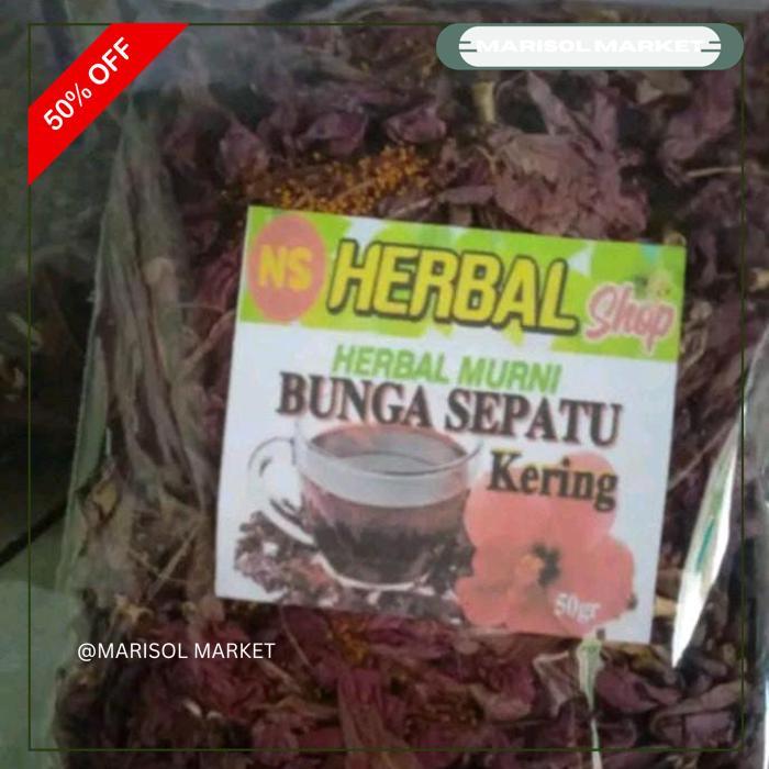 BUNGA SEPATU MERAH MURNI KERING HERBAL ALAM GRATIS ONGKIR