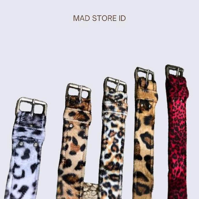 New- Ikat Pinggang Sabuk Belt Leopard Gesper Beber Skena Leather Pria Wanita - Belt Brown Leopard Pu