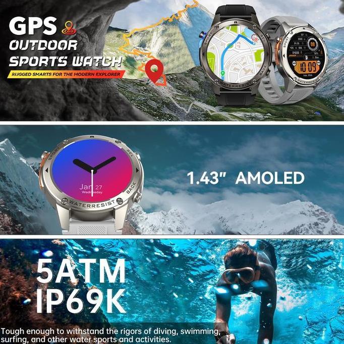 Skmei Dm56 Smartwatch Gps Map  |  1.43 Amoled  |  5Atm Waterproof  |  Compass  |  Altitude Air Press