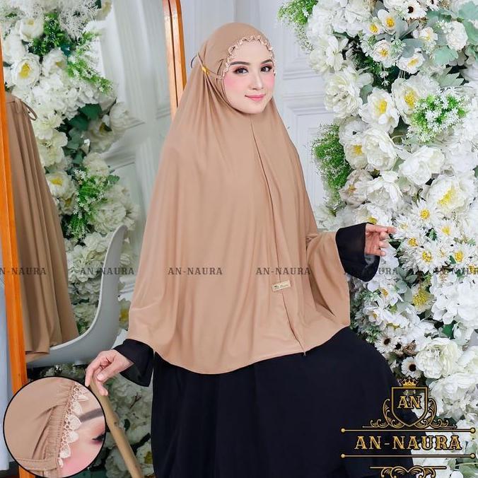 New- Jilbab Aura Jumbo Kerut Renda Tali  - Jilbab Renda Tali Viral - Bergo Maryam Jumbo Kerut