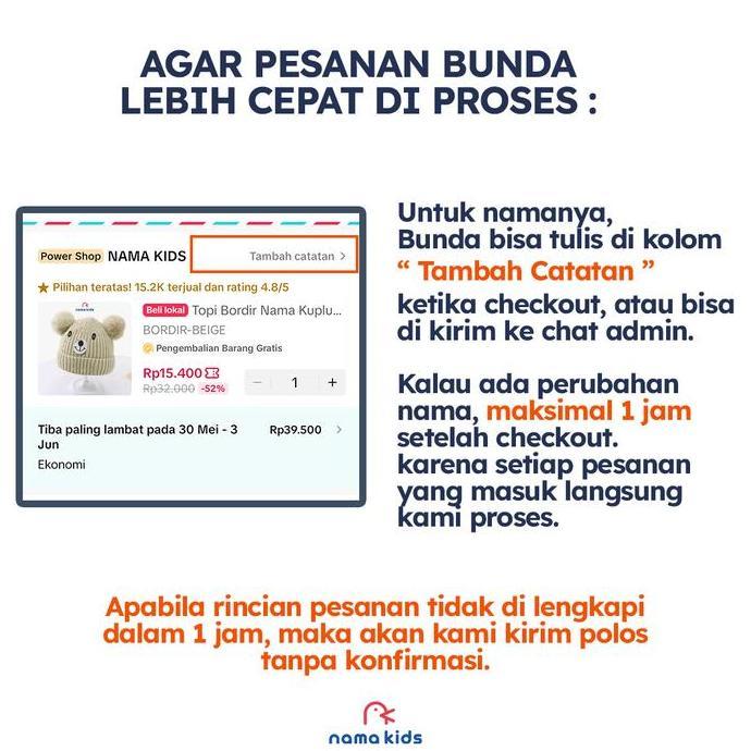 New- Topi Bayi Custom Bordir Inisial Premium Topi Bayi Premium Bordir Nama Topi Custom Free Bordir I