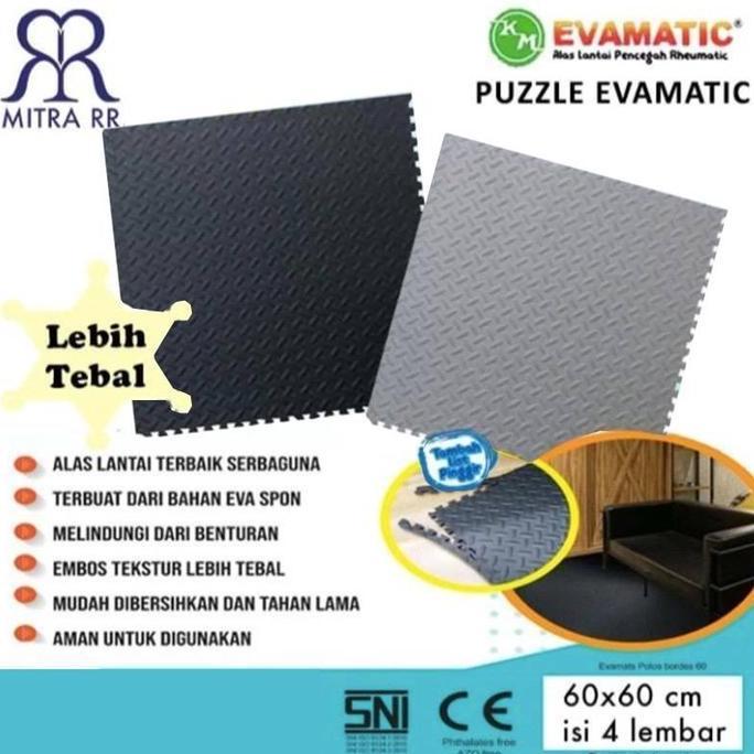 MitraRR Puzzle Eva mats Hitam Polos Bordes 60x60 Alas Lantai Eva mat 60 x 60 Karpet Puzzle Dekorasi