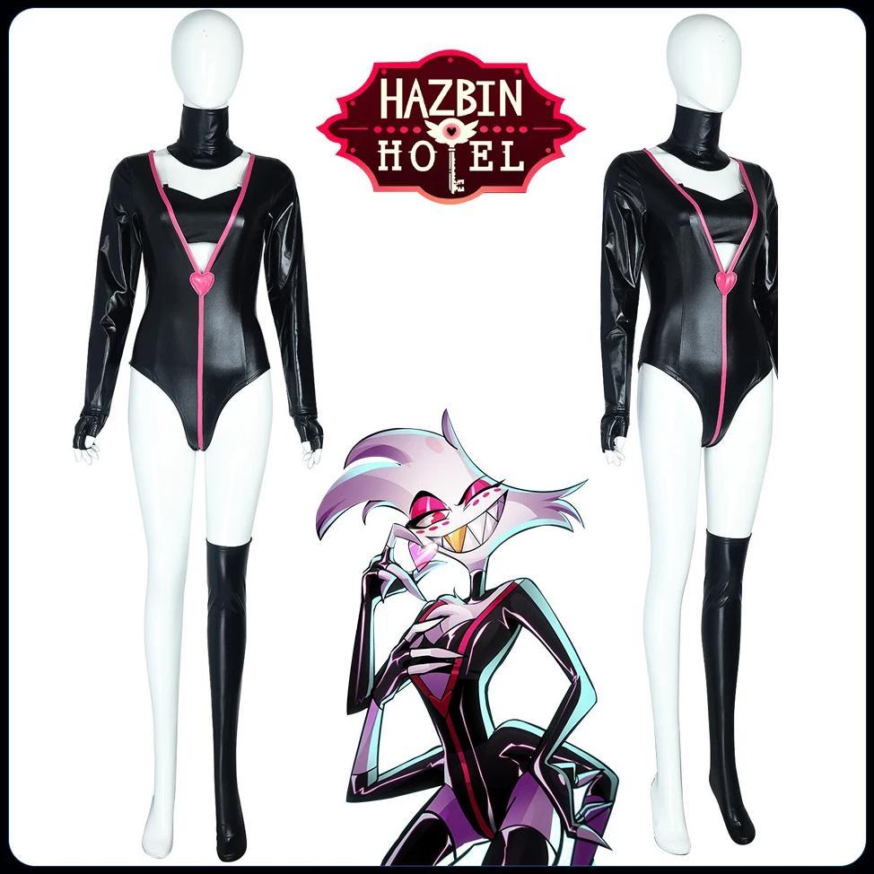 Angel Dust Cosplay Fantasia Anime Cartoon Hotel Costume Disguise for Adult Women Jumpsuit Halloween 