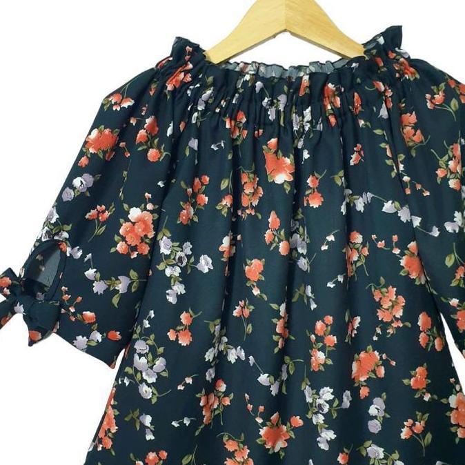 Good- LVL - Blousale Sabrina Bunga Shakila Blus Atasan Jumbo Wanita Kerah Sabrina Model Baru Size L 