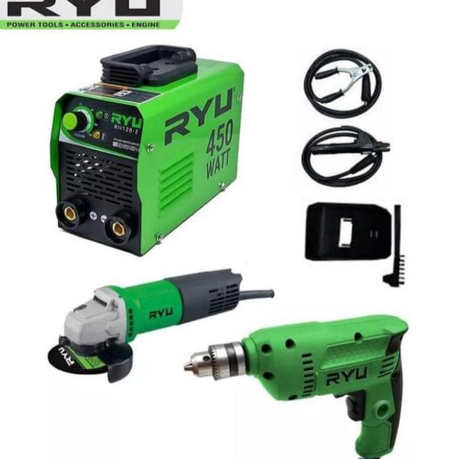 Paket Ryu Mesin Las 450Watt Mesin Bor 10Mm Gurinda 4 Ryu