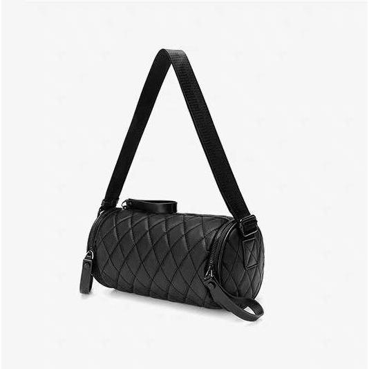 New- Tas Silinder Kotak-Kotak Berlian Tas Kurir Olahraga Luar Ruangan Wanita Temperamen Tas Ember Se