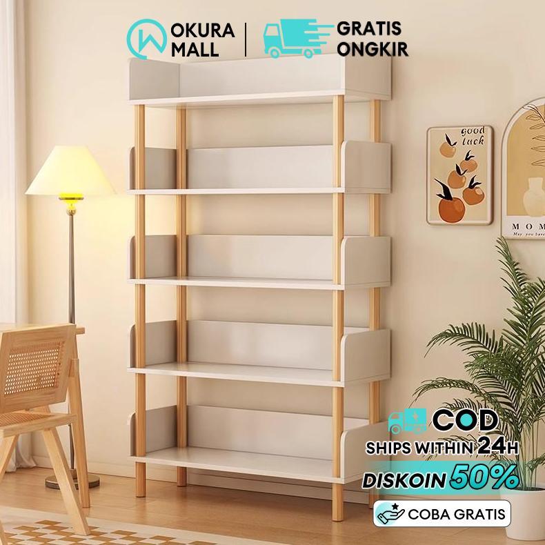 Rak Buku Kayu 6 SUSUN Rak Susun Kayu Rak Buku Penyimpanan Rak Susun Penyimpanan Praktis