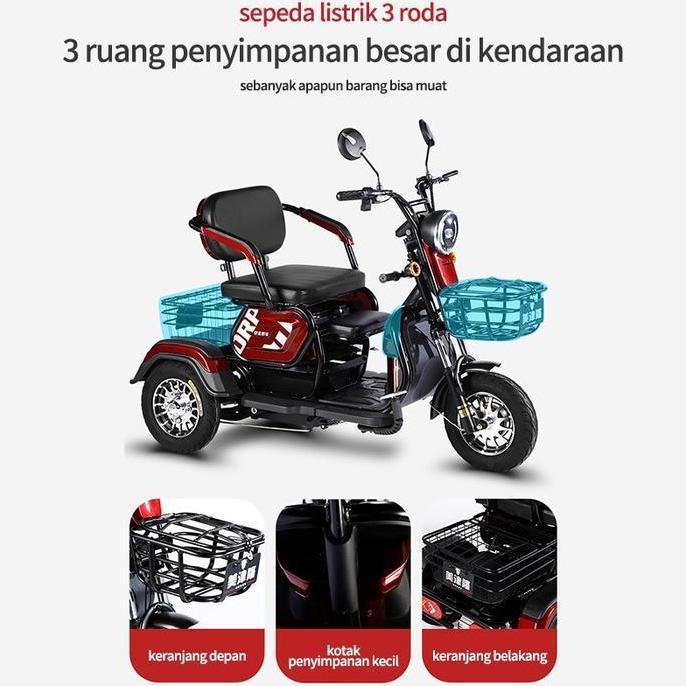 Terlaris Diskon Promo Sepeda Roda Tiga Listrik / Sepeda Motor Roda 3 / Skuter Untuk Lansia
