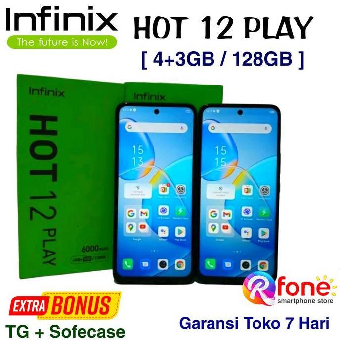 Terlaris Infinix Hot 12 Play [ 4Gb+3Gb / 128Gb ] Second Fullset Normal