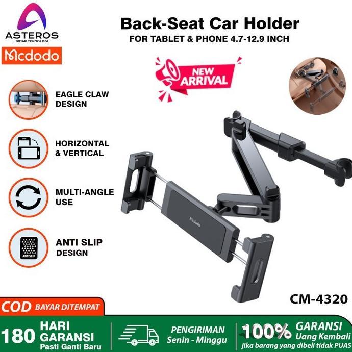 MCDODO CM-4310 CM-4329 Car Back Seat Headrest Mount Phone Holder HP Tablet iPad CM-4320 / CM 4310