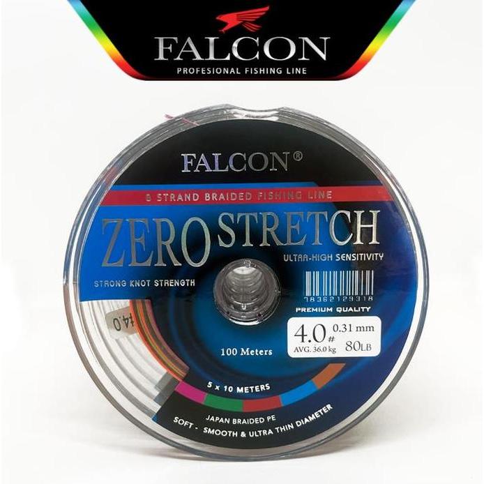 senar PE X8 FALCON ZERO STRETCH BRAIDED PE Mancing Pancing