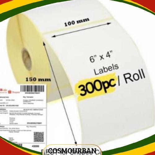 500pcs Kertas Label Sticker Direct Thermal A6 10x15cm 100x150mm Barcode Stiker Termal Super