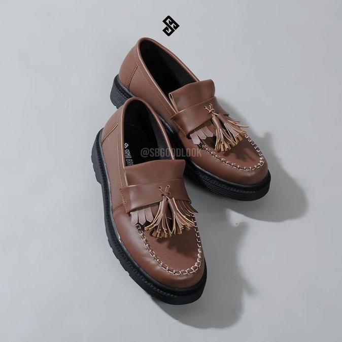 TERMURAH - Sepatu Pria Slip On Loafers Formal | SB ALETTA BROWN Karet Flat Shoes Kerja Kasual Sneake