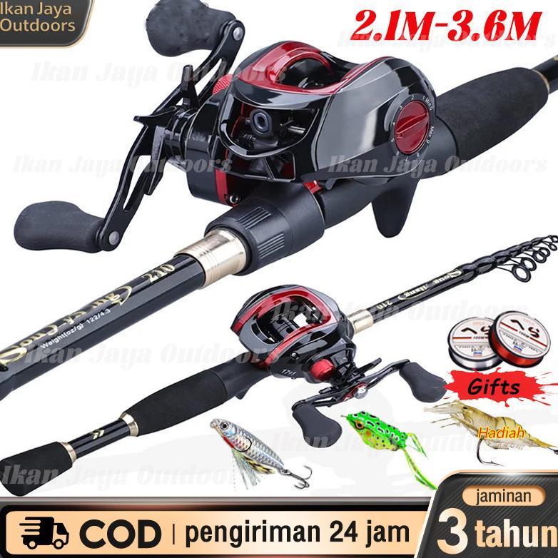 PREMIUM 1.6-3.6M TELESCOPIC FISHING ROD ULTRALIGHT CASTING/JORAN PANCING KOMBO FISHING SET/CASTING T