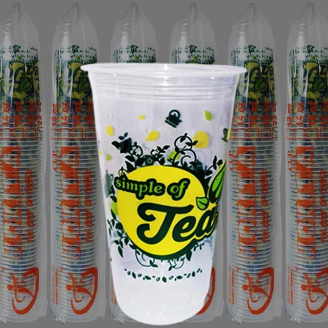 Ptyt- Gelas Printing Simple Tea Uk 22 Oz - 1 Roll Isi 50 Pcs Dan Gelas Plastik Motif Teh Gelas Oz Ge