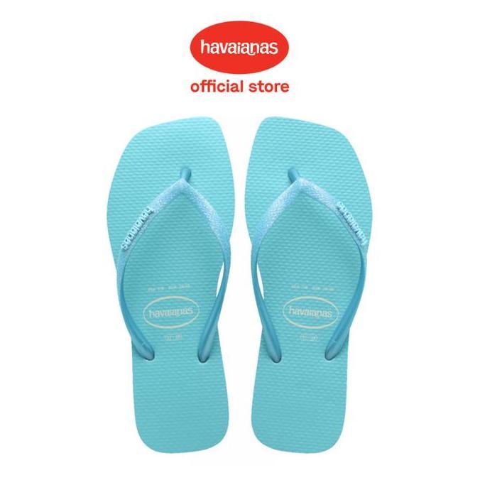 PROMO DISKON - [ONLINE EXCLUSIVE] Havaianas 8747 Slim Square Glitter Neon Beige/Blue - Sandal Wanita