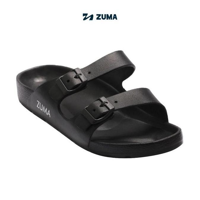 Zuma Men Dallas 1 Black, Sandal Slop Pria Karet Slip On Polos, Hitam