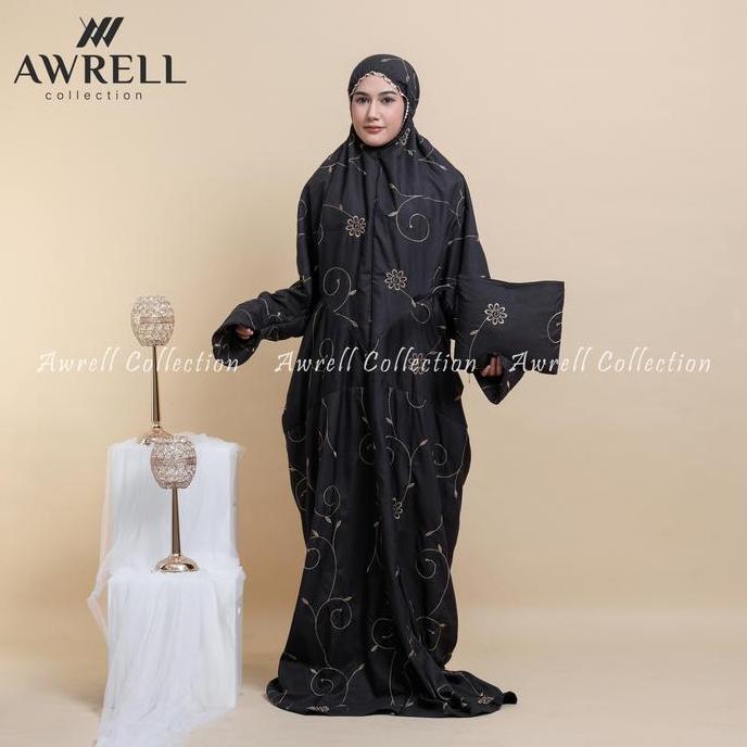 Syukron- Mukena Terusan Katun Bordir Bunga Teratai Putih