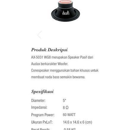 Expert- AUDAX Speaker AUDAX 5 Inch AX 5031 Daya 60 Watt WOOFER