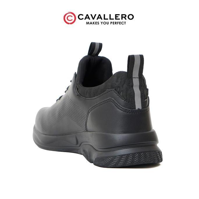 BEBAS ONGKIR - Sepatu Pria Casual Sneakers Cavallero Valon Black Shoes Snekers