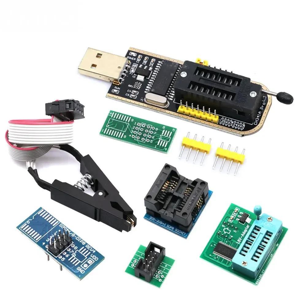 Multi-Protocol CH341A EEPROM Programmer Kit SOIC8 Clip & USB Support for 24CXX/25CXX/93CXX BIOS Flas