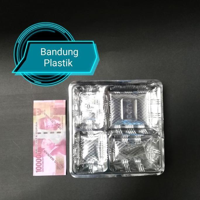 Expert- tray 18x18 / mika plastik nasi kotak / mika sekat 4 18x18 isi 50 pcs