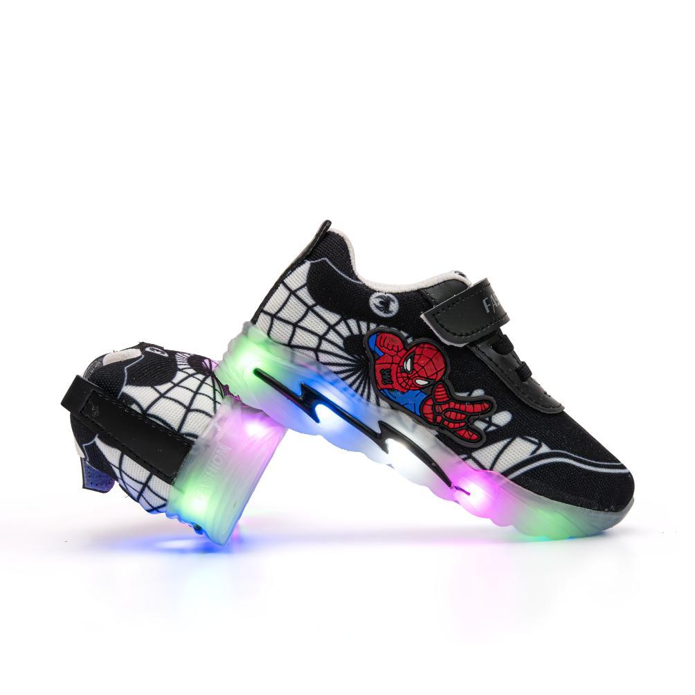 Limited Sepatu Anak Laki-Laki Model Lampu Led / Sepatu Sneakers Anak Karakter Spider - Arkana