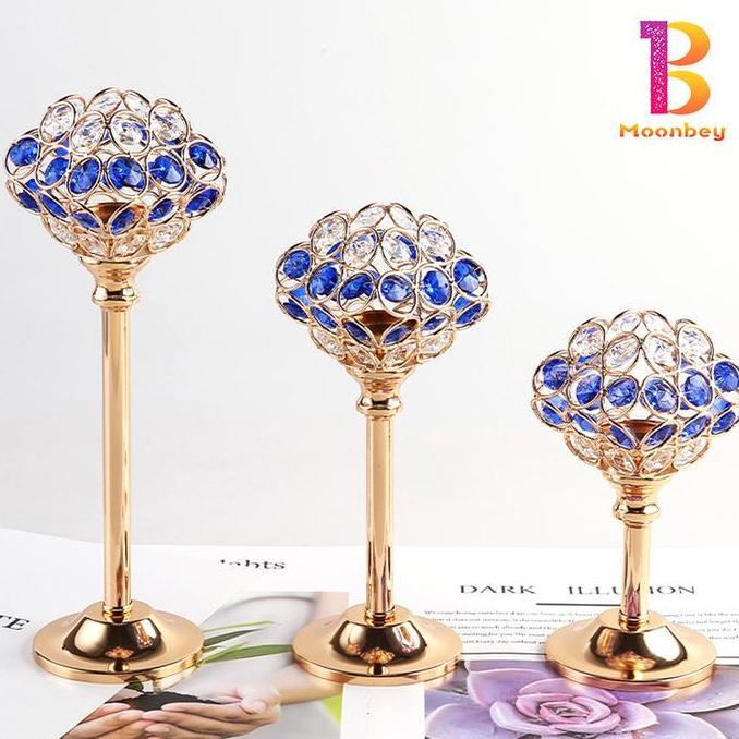 TERBARU - Set 3in1 Candle Holder/Tempat Lilin / Tempat Lilin kristal tempat lilin kristal biru Tempa