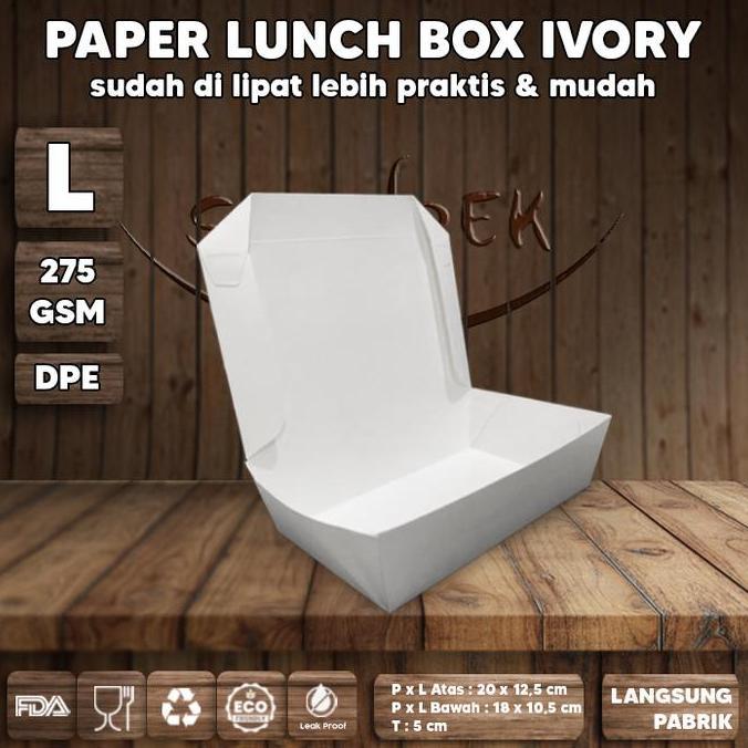 KOTAK LUNCH BOX PAPER PUTIH | PAPER LUNCH BOX IVORY TEBAL