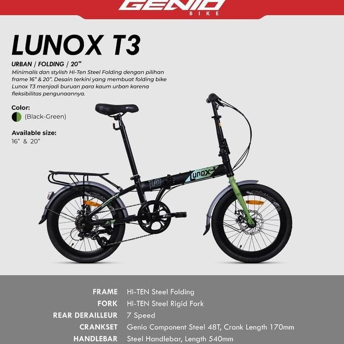 Terlaris Sepeda Lipat 16 Inch Genio Lunox 1.0